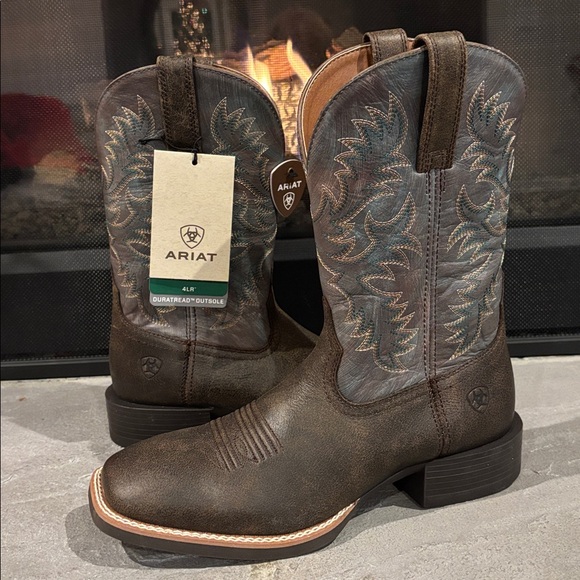 Ariat Other - Ariat Sport Latigo Chocolate Brown/stone Blue,wide square toe,4LR,duratread sole